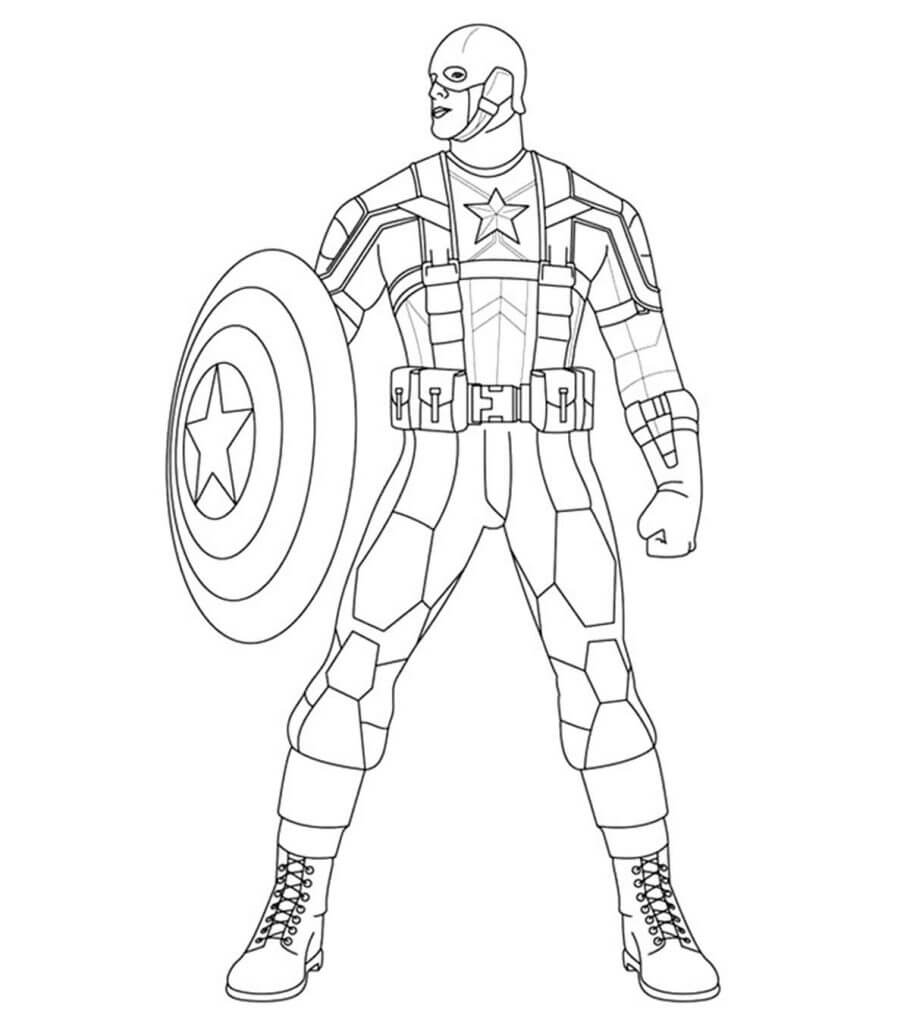 Coloriage imprimable Captain America #172995 de la collection Super-héros et Super-vilains à colorier aux crayons