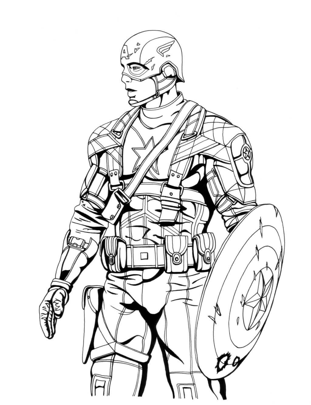 Coloriage gratuit Captain America #172998 de la collection Super-héros et Super-vilains à imprimer