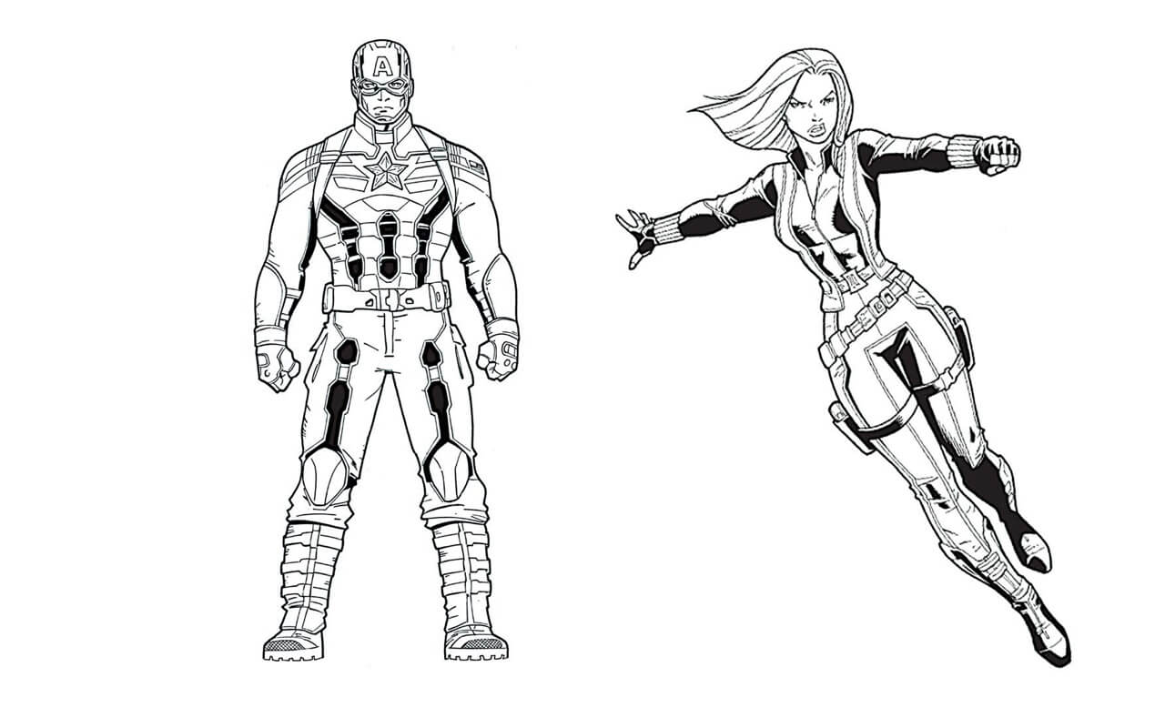 Coloriage imprimable Captain America #173017 de la collection Super-héros et Super-vilains à colorier aux crayons
