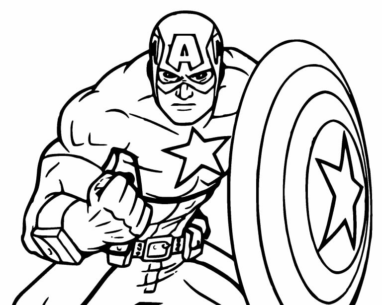 Coloriage Captain America #173036 à imprimer gratuitement, extrait de la collection Super-héros et Super-vilains