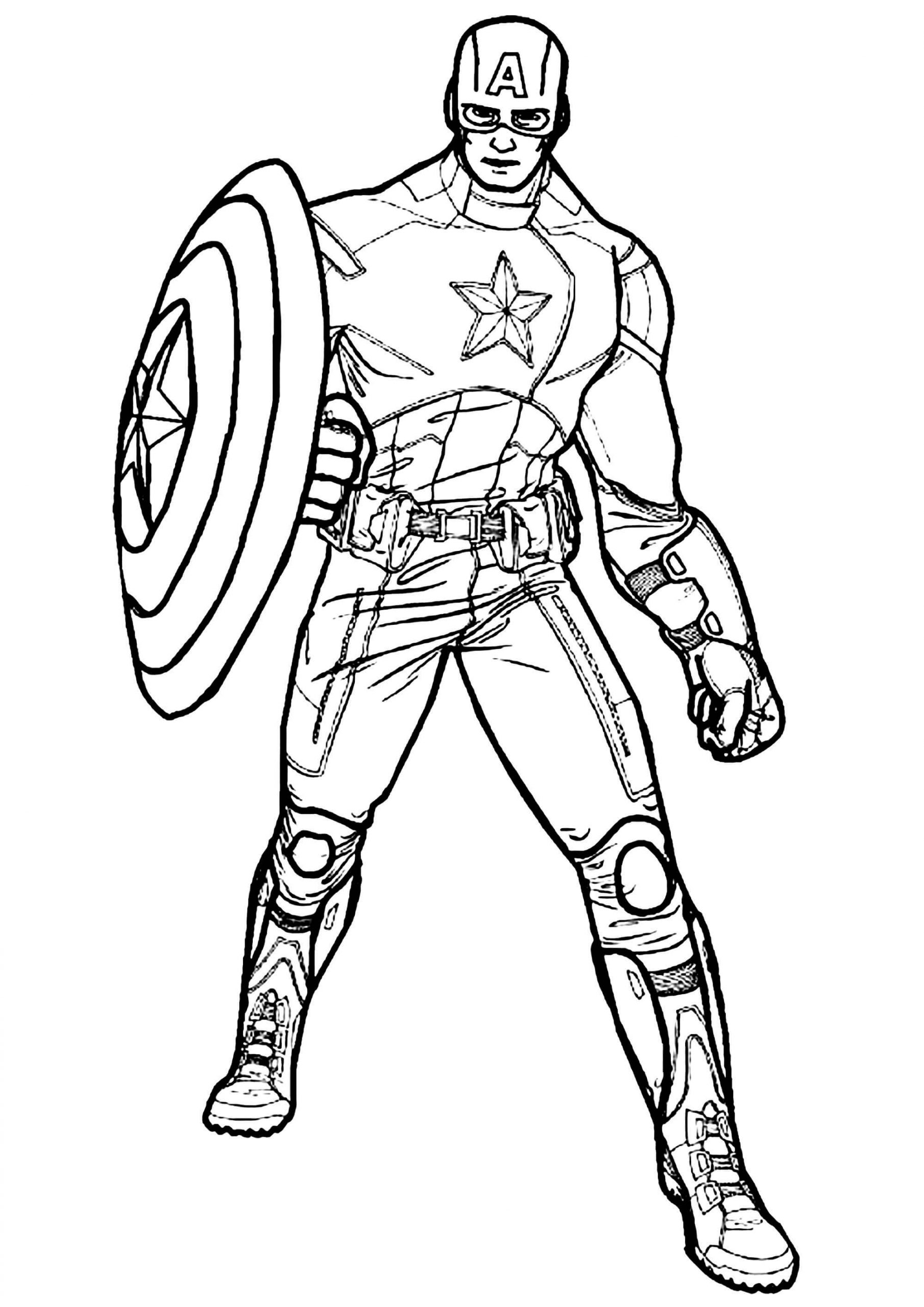 Coloriage Captain America #173057 à imprimer gratuitement, extrait de la collection Super-héros et Super-vilains