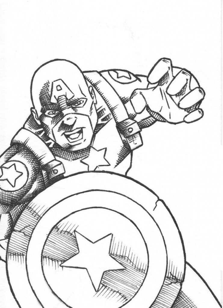 Dessin à colorier: Captain America (Super-héros et Super-vilains) #76579 - Coloriages à Imprimer Gratuits
