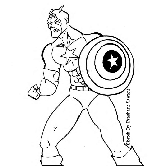 Dessin à colorier Captain America #76642 issu de la collection Super-héros et Super-vilains, prêt à imprimer
