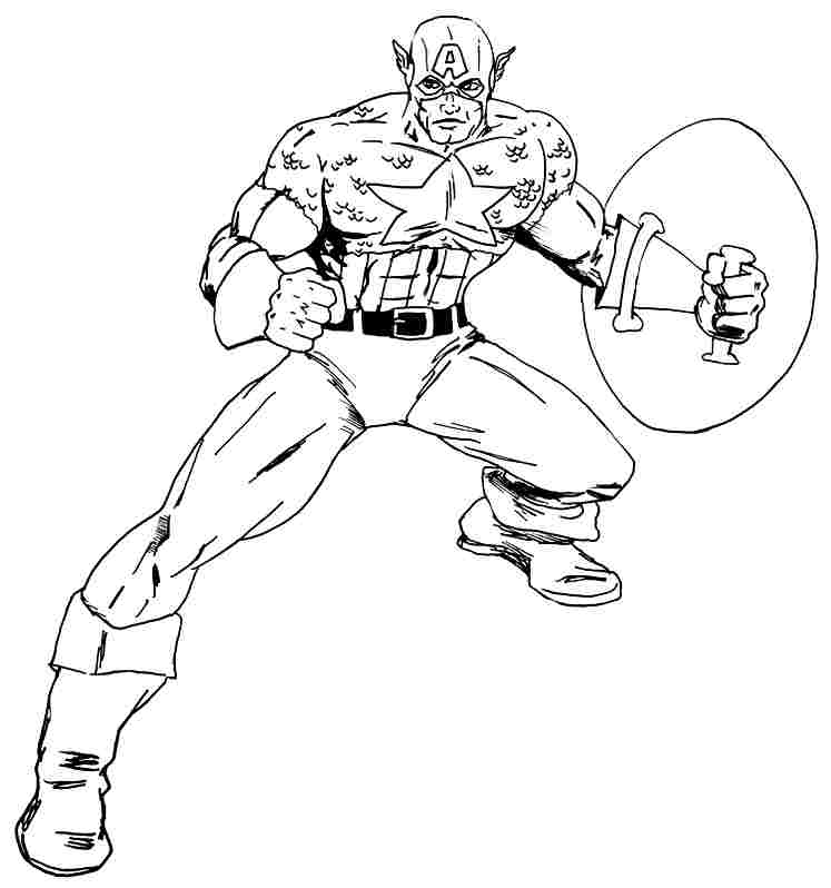 Dessin à colorier: Captain America (Super-héros et Super-vilains) #76710 - Coloriages à Imprimer Gratuits