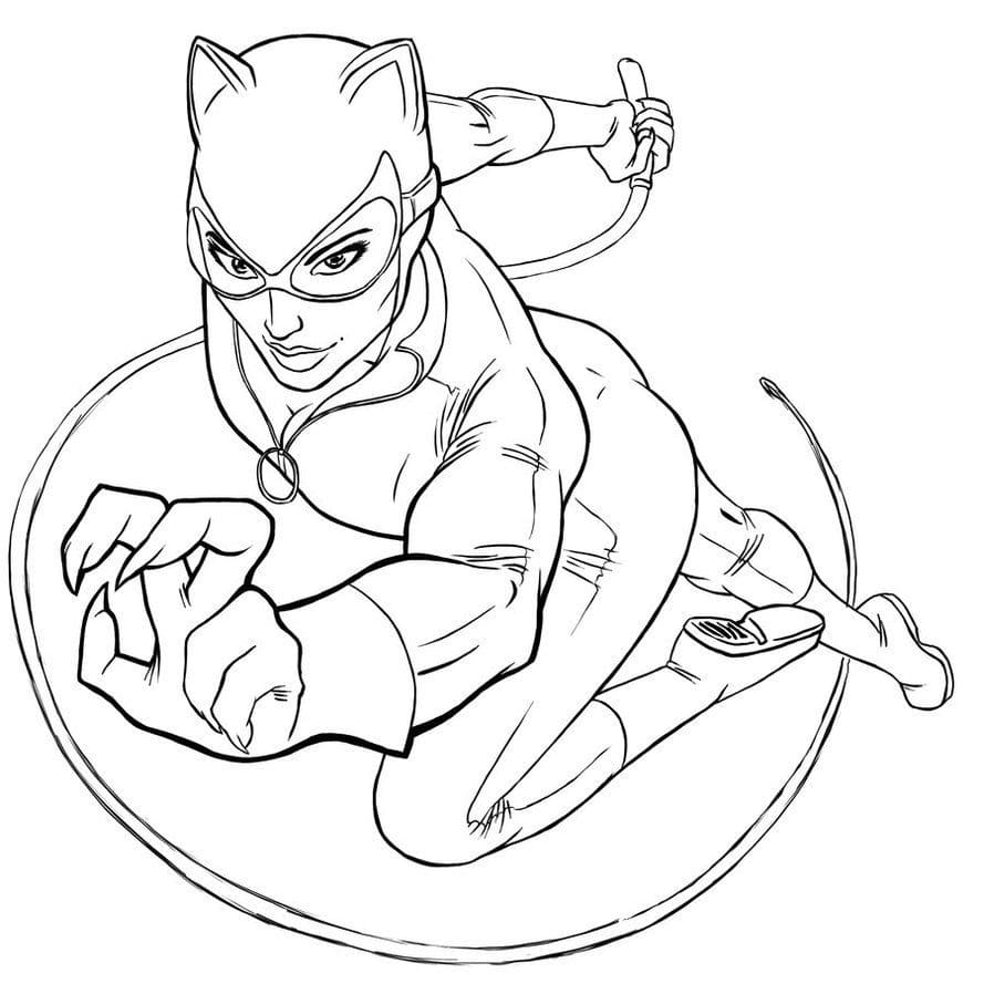 Coloriage imprimable Catwoman #205860 de la collection Super-héros et Super-vilains à colorier aux crayons