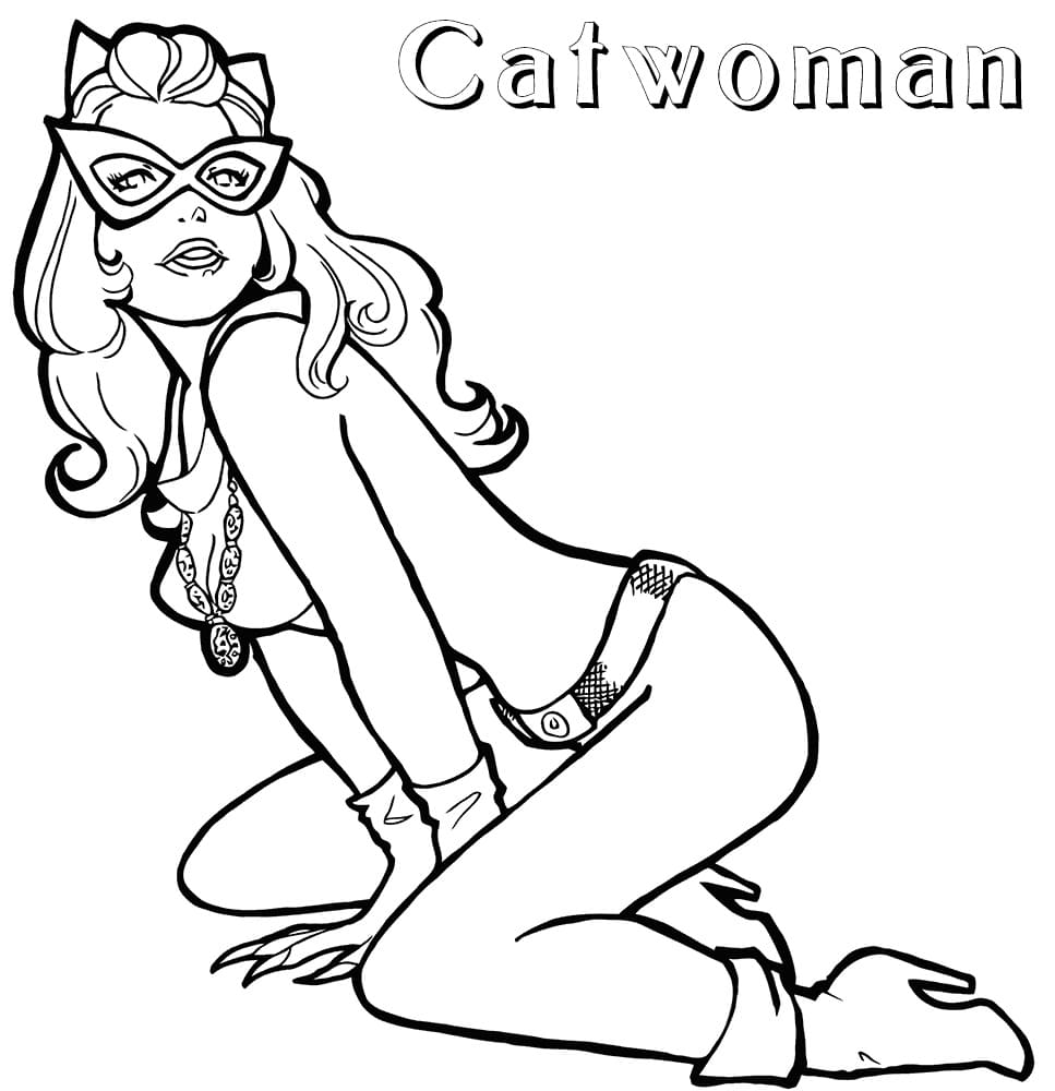 Illustration au trait Catwoman #205861 de la collection Super-héros et Super-vilains à colorier gratuitement
