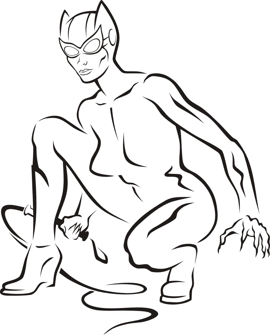 Coloriage gratuit Catwoman #78069 de la collection Super-héros et Super-vilains à imprimer