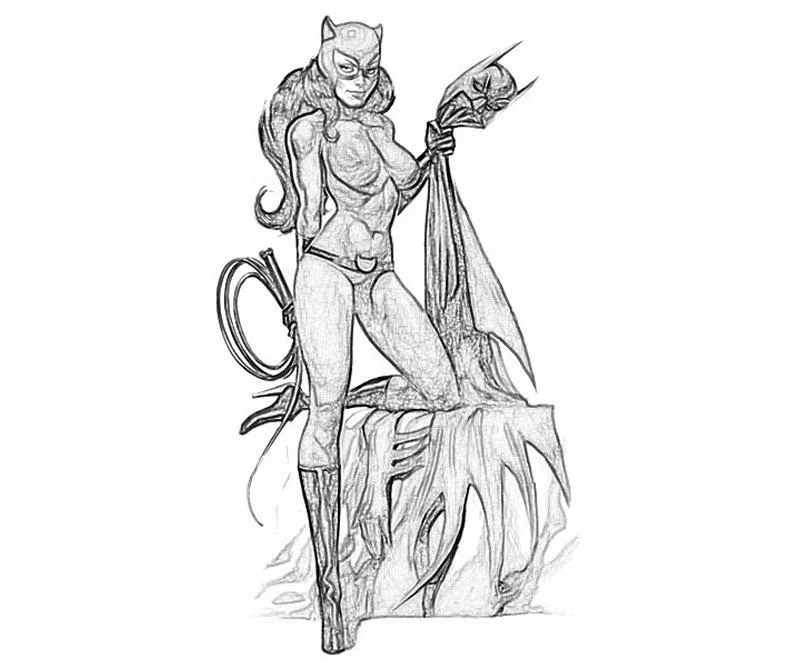 Dessin Catwoman #78070 à colorier de la série Super-héros et Super-vilains, gratuit à télécharger et imprimer