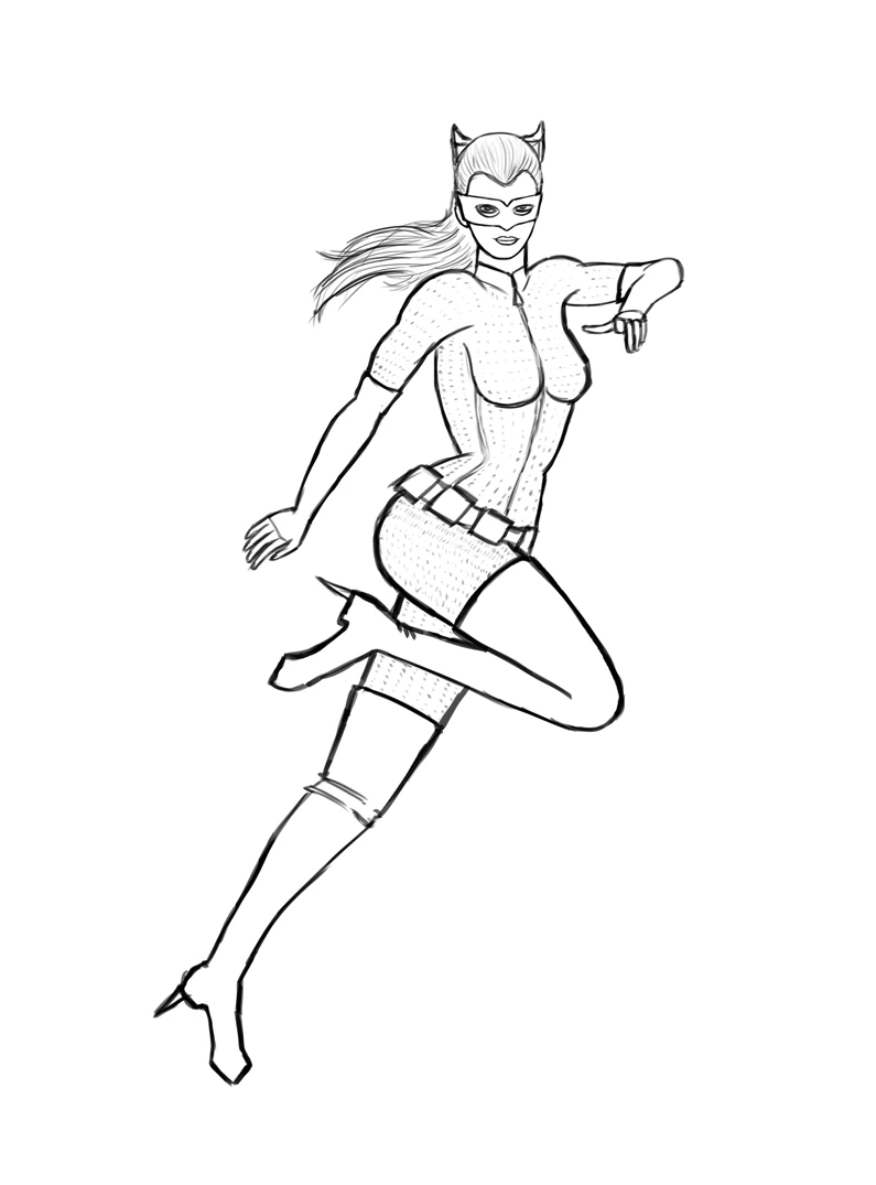 Illustration au trait Catwoman #78090 de la collection Super-héros et Super-vilains à colorier gratuitement Illustration au trait Catwoman #78090 de la collection Super-héros et Super-vilains à colorier gratuitement