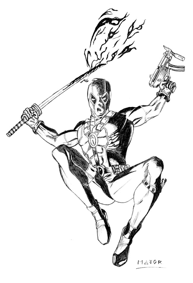 Dessin à colorier: Deadpool (Super-héros et Super-vilains) #82902 - Coloriages à Imprimer Gratuits
