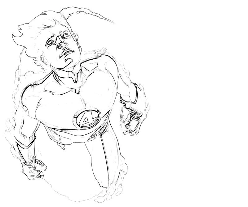 Coloriage imprimable La Torche Humaine #81615 de la collection Super-héros et Super-vilains à colorier aux crayons