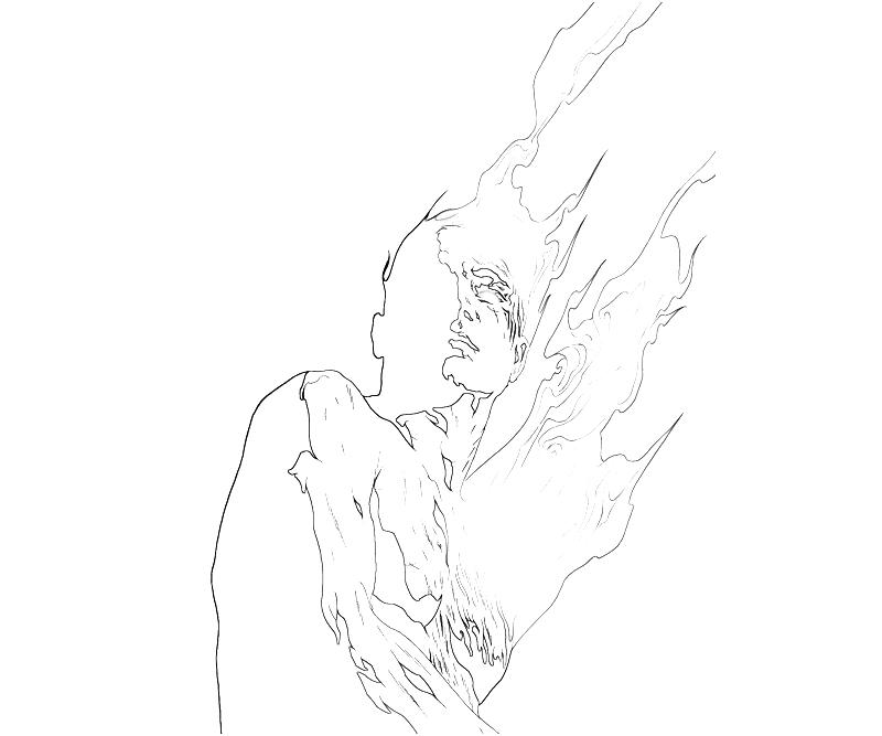 Coloriage imprimable La Torche Humaine #81634 de la collection Super-héros et Super-vilains à colorier aux crayons