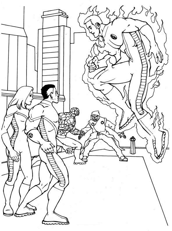 Dessin à colorier: La Torche Humaine (Super-héros et Super-vilains) #81666 - Coloriages à Imprimer Gratuits