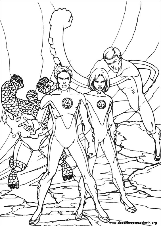 Coloriage imprimable Quatre Fantastiques #76346 de la collection Super-héros et Super-vilains à colorier aux crayons
