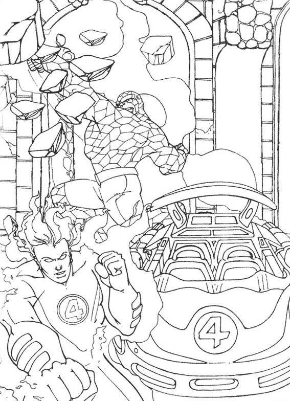 Coloriage à imprimer Quatre Fantastiques #76354 de la série Super-héros et Super-vilains, gratuit pour enfants et adultes