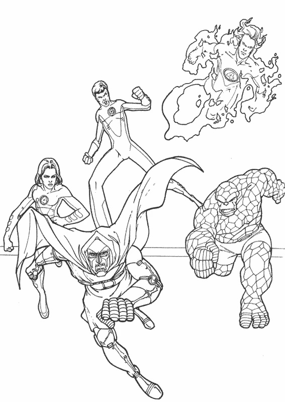 Coloriage gratuit Quatre Fantastiques #76358 de la collection Super-héros et Super-vilains à imprimer
