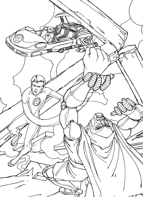 Coloriage à imprimer Quatre Fantastiques #76368 de la série Super-héros et Super-vilains, gratuit pour enfants et adultes