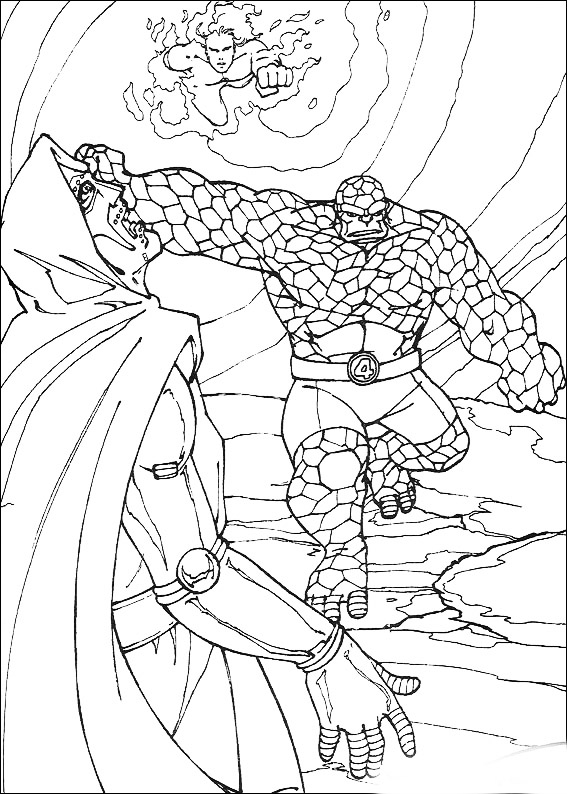 Coloriage gratuit pour enfants et adultes Quatre Fantastiques #76374, collection Super-héros et Super-vilains