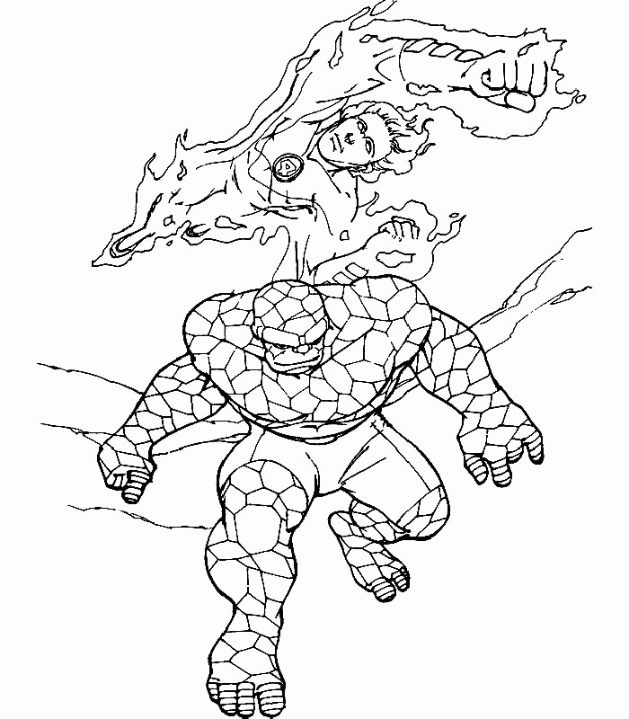 Dessin à colorier: Quatre Fantastiques (Super-héros et Super-vilains) #76391 - Coloriages à Imprimer Gratuits