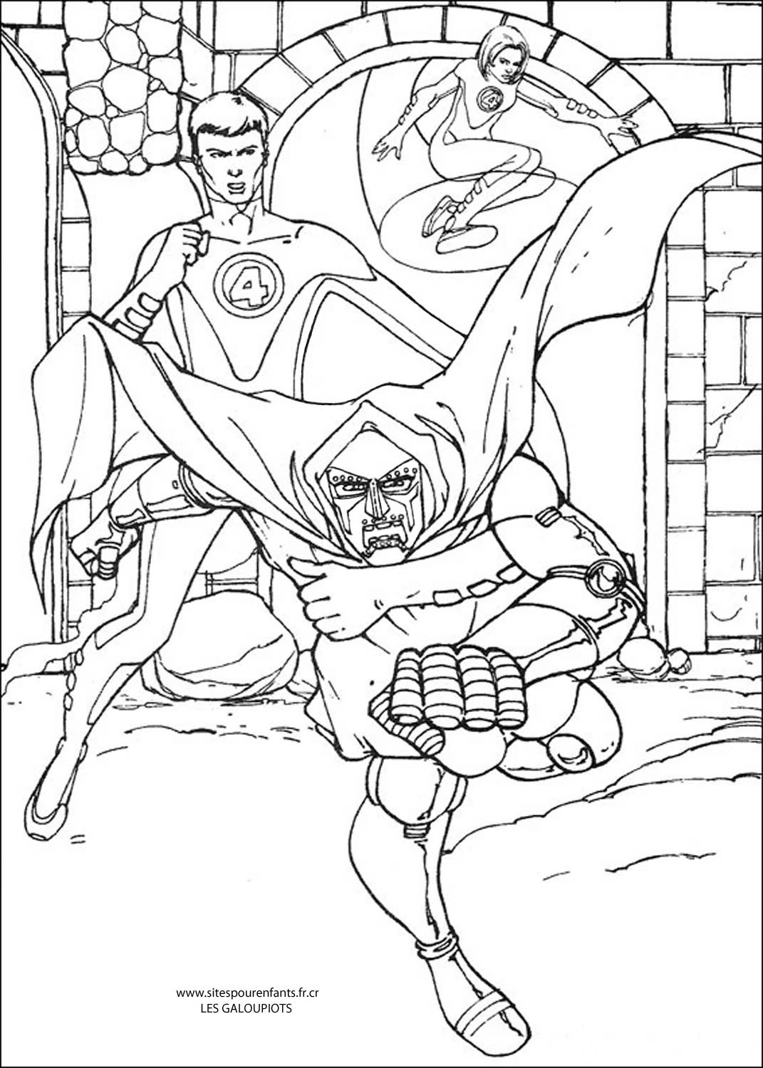 Dessin à colorier: Quatre Fantastiques (Super-héros et Super-vilains) #76446 - Coloriages à Imprimer Gratuits