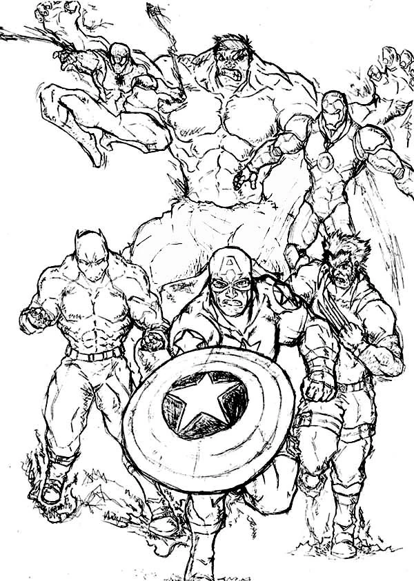 Coloriage à imprimer Super Héros Marvel #79612 de la série Super-héros et Super-vilains, gratuit pour enfants et adultes