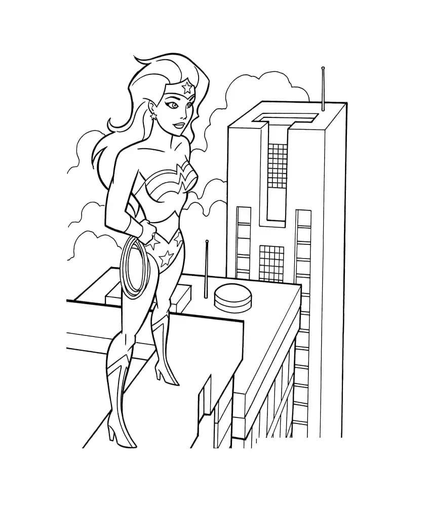Illustration au trait Wonder Woman #196968 de la collection Super-héros et Super-vilains à colorier gratuitement