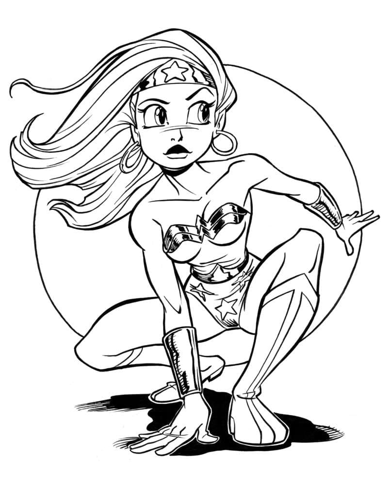 Joli coloriage Wonder Woman #196970 de la collection Super-héros et Super-vilains, prêt à imprimer pour petits et grands