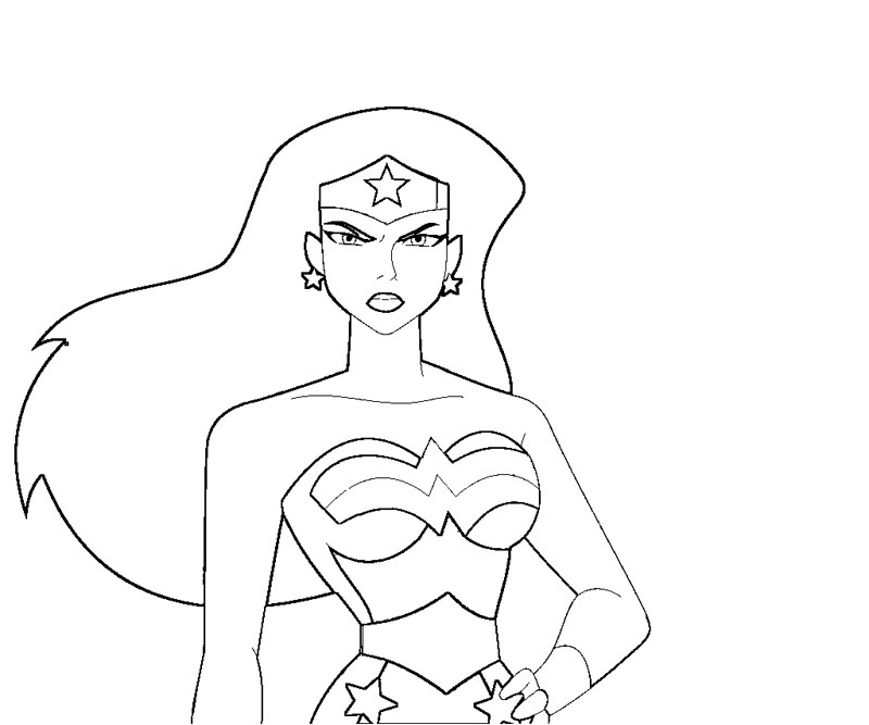 Coloriage imprimable Wonder Woman #74555 de la collection Super-héros et Super-vilains à colorier aux crayons