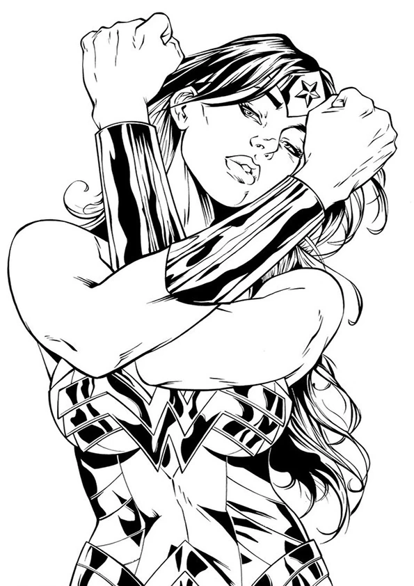 Dessin à colorier Wonder Woman #74574 issu de la collection Super-héros et Super-vilains, prêt à imprimer