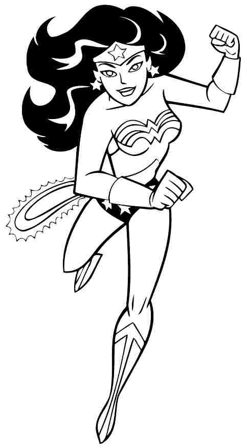 Page de coloriage Wonder Woman #74648, collection Super-héros et Super-vilains, à imprimer et colorier