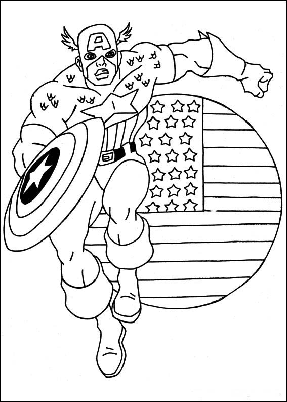 Dessin à colorier: Captain America (Super-héros) #76564 - Coloriages à Imprimer Gratuits