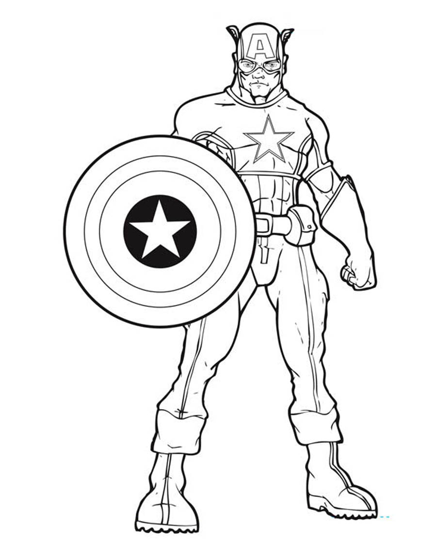 Dessin à colorier: Captain America (Super-héros) #76567 - Coloriages à Imprimer Gratuits