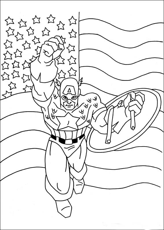 Dessin à colorier: Captain America (Super-héros) #76573 - Coloriages à imprimer