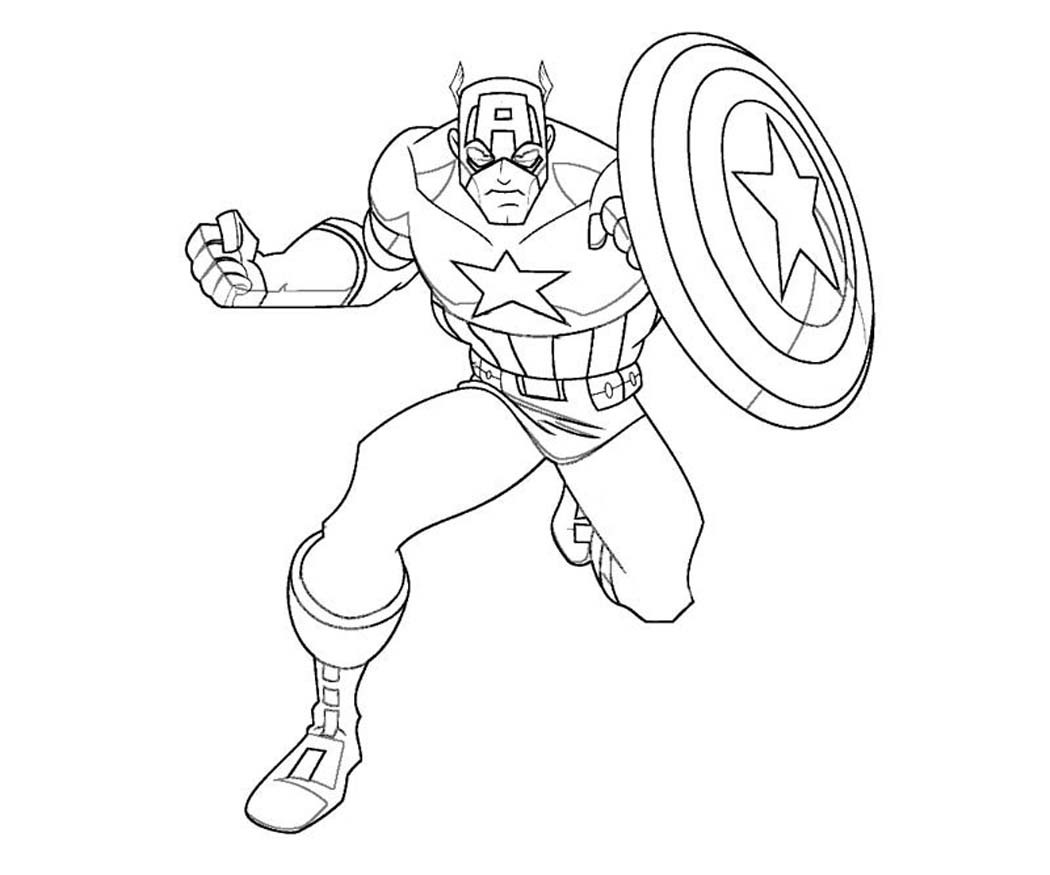 Dessin à colorier: Captain America (Super-héros) #76577 - Coloriages à imprimer