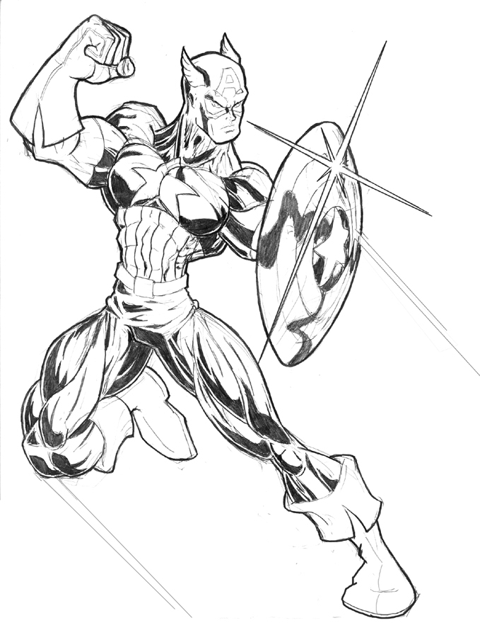 Dessin à colorier: Captain America (Super-héros) #76583 - Coloriages à Imprimer Gratuits