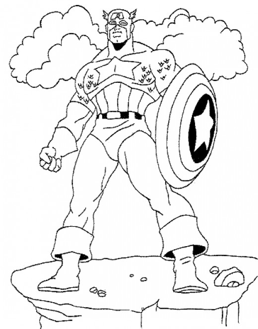 Dessin à colorier: Captain America (Super-héros) #76585 - Coloriages à Imprimer Gratuits
