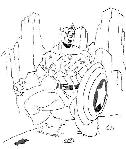 Dessin à colorier: Captain America (Super-héros) #76586 - Coloriages à Imprimer Gratuits