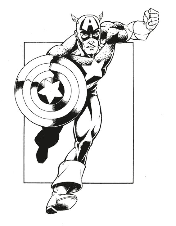 Dessin à colorier: Captain America (Super-héros) #76593 - Coloriages à Imprimer Gratuits