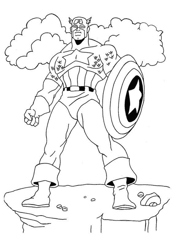 Dessin à colorier: Captain America (Super-héros) #76595 - Coloriages à Imprimer Gratuits