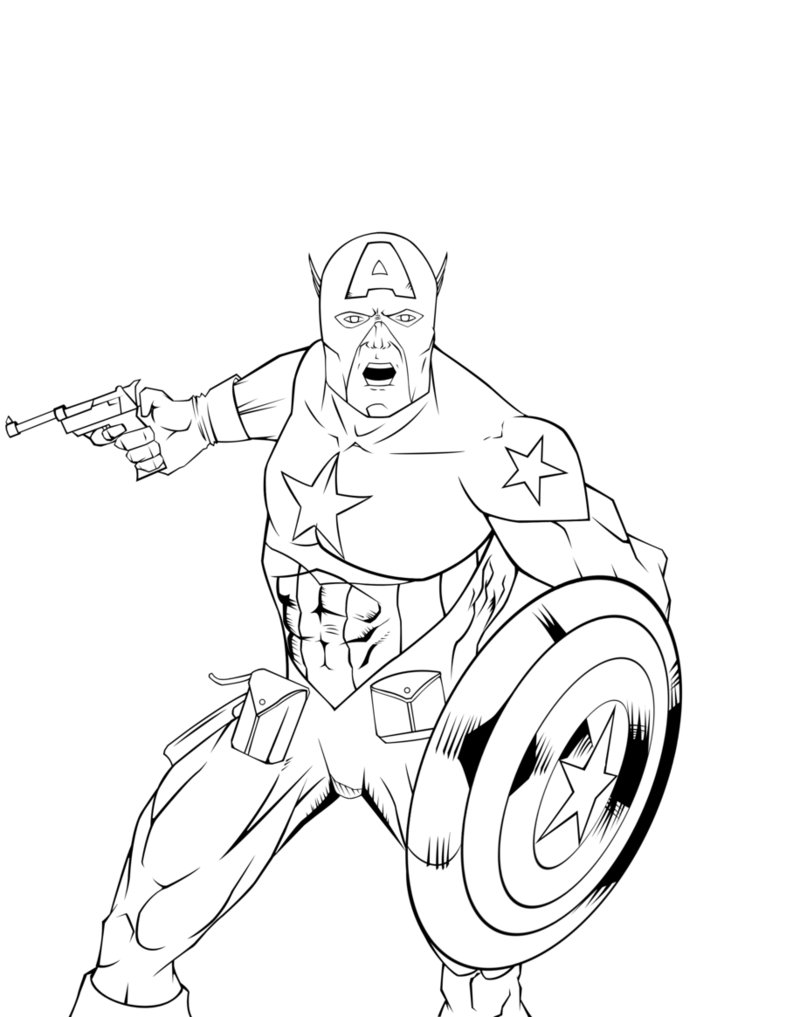 Dessin à colorier: Captain America (Super-héros) #76602 - Coloriages à Imprimer Gratuits