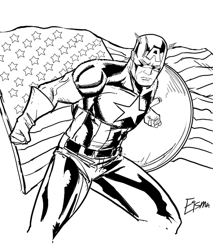 Dessin à colorier: Captain America (Super-héros) #76606 - Coloriages à Imprimer Gratuits