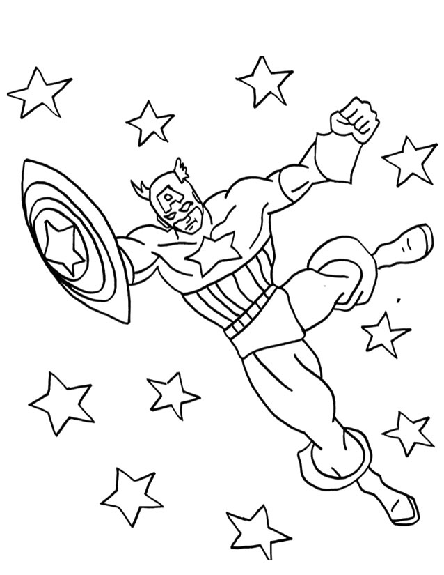 Dessin à colorier: Captain America (Super-héros) #76607 - Coloriages à imprimer