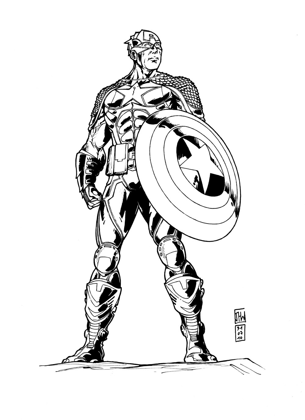 Dessin à colorier: Captain America (Super-héros) #76608 - Coloriages à Imprimer Gratuits