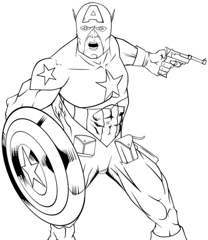 Dessin à colorier: Captain America (Super-héros) #76609 - Coloriages à Imprimer Gratuits