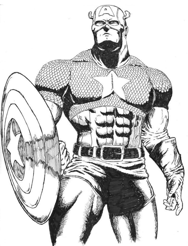 Dessin à colorier: Captain America (Super-héros) #76616 - Coloriages à imprimer