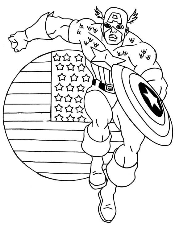 Dessin à colorier: Captain America (Super-héros) #76633 - Coloriages à Imprimer Gratuits
