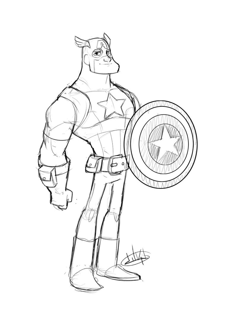 Dessin à colorier: Captain America (Super-héros) #76635 - Coloriages à imprimer