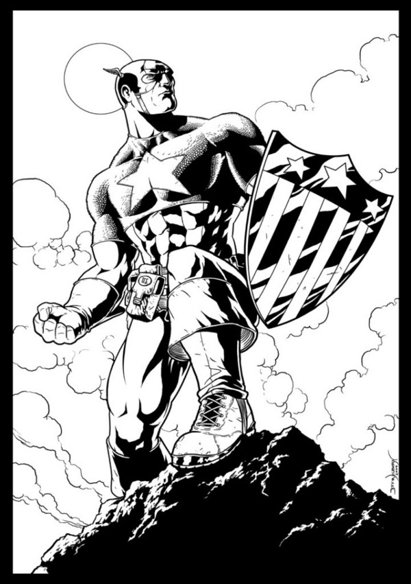 Dessin à colorier: Captain America (Super-héros) #76637 - Coloriages à Imprimer Gratuits