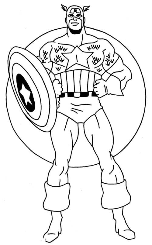 Dessin à colorier: Captain America (Super-héros) #76645 - Coloriages à imprimer