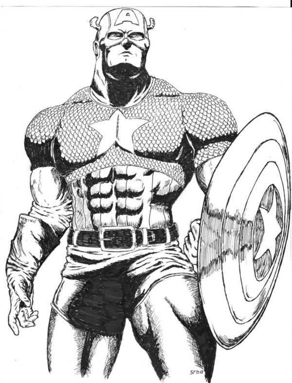 Dessin à colorier: Captain America (Super-héros) #76652 - Coloriages à imprimer